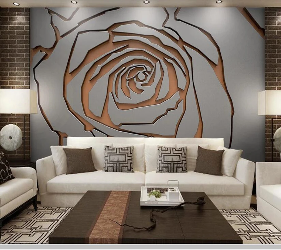 

Papel de parede 3d metal iron mosaic abstract flower wallpaper mural,living room sofa TV wall bedroom wall papers home decor