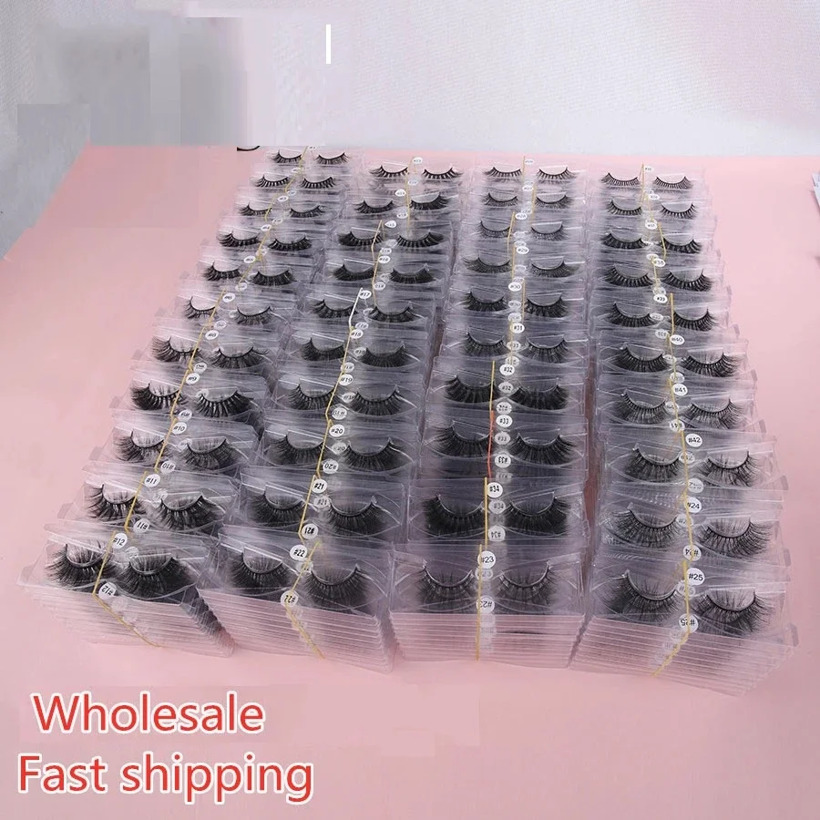 10/50/100 Pairs Faux 3D Mink Lashes Wholesale Make Up Eyelash Extension Tools For Beauty Natural Eyelashes Mink Fluffy Lash Bulk