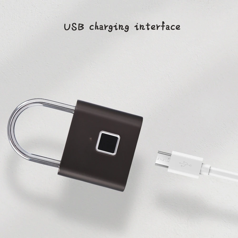 Rechargeable IP66 Waterproof Keyless Smart Fingerprint Lock Anti-Theft Security Door Luggage Case Padlock