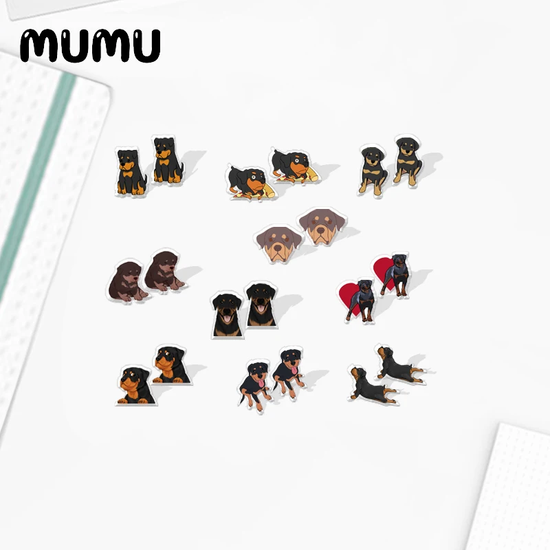 2021 New Rottweiler Dog Stud Earring Cute Animal Epoxy Jewelry Resin Acrylic Earrings Handmade Gifts Girl