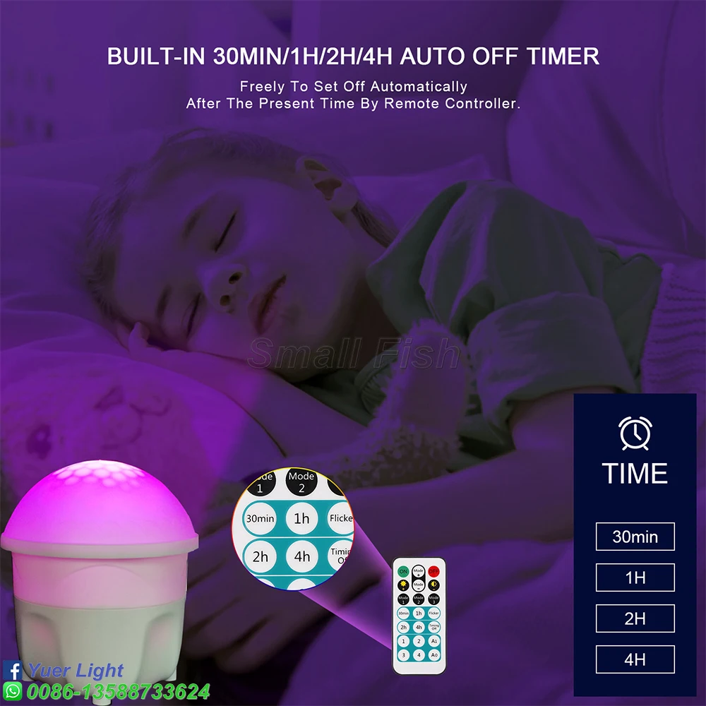 4X3W Pattern Night Light Magic Ball Sound Control DJ Bar Disco Bedroom Projector Birthday Present Stage Effect Light Wash Lights