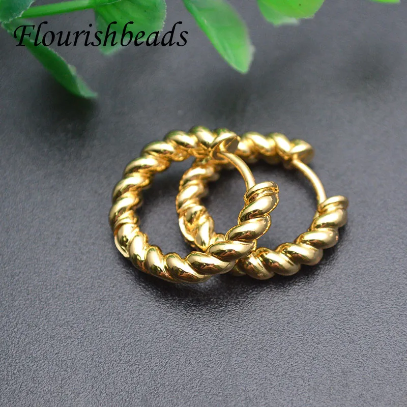 

Hight Quality Trendy Twist Design Gold Color Needle Round Earring Hooks for Women Party Jewelry Gift