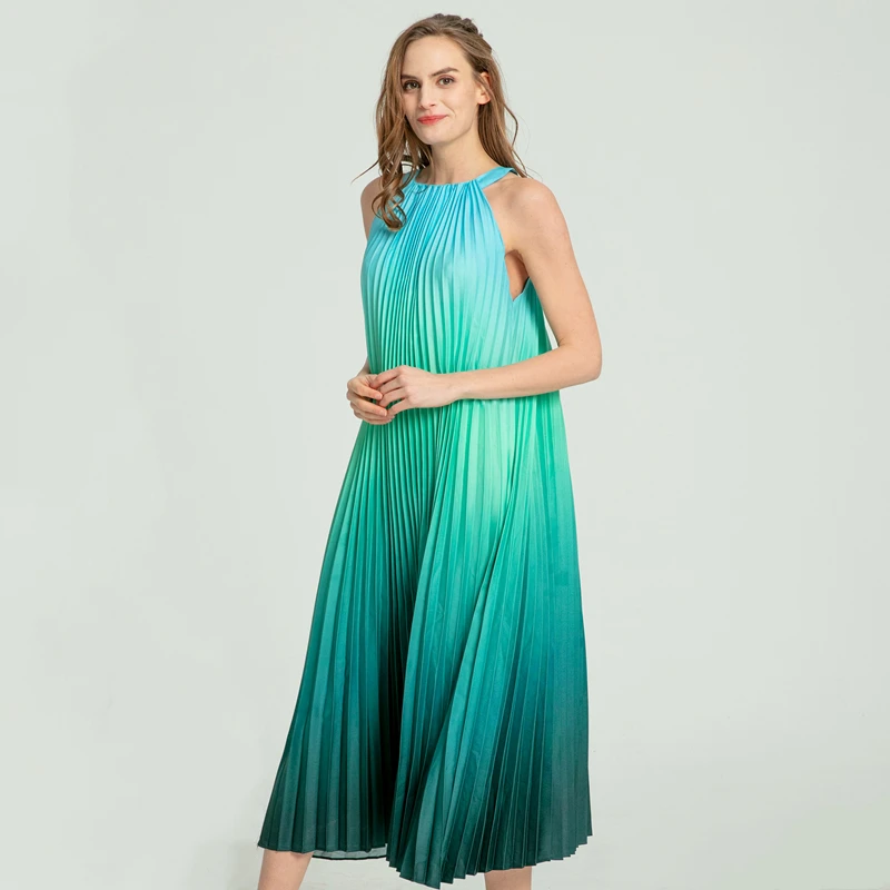 Marwin New-Coming Spring Summer Spaghetti Strap Sleeveless A-Line Ankle-Length O-Neck Women Dresses Holiday Beach Style