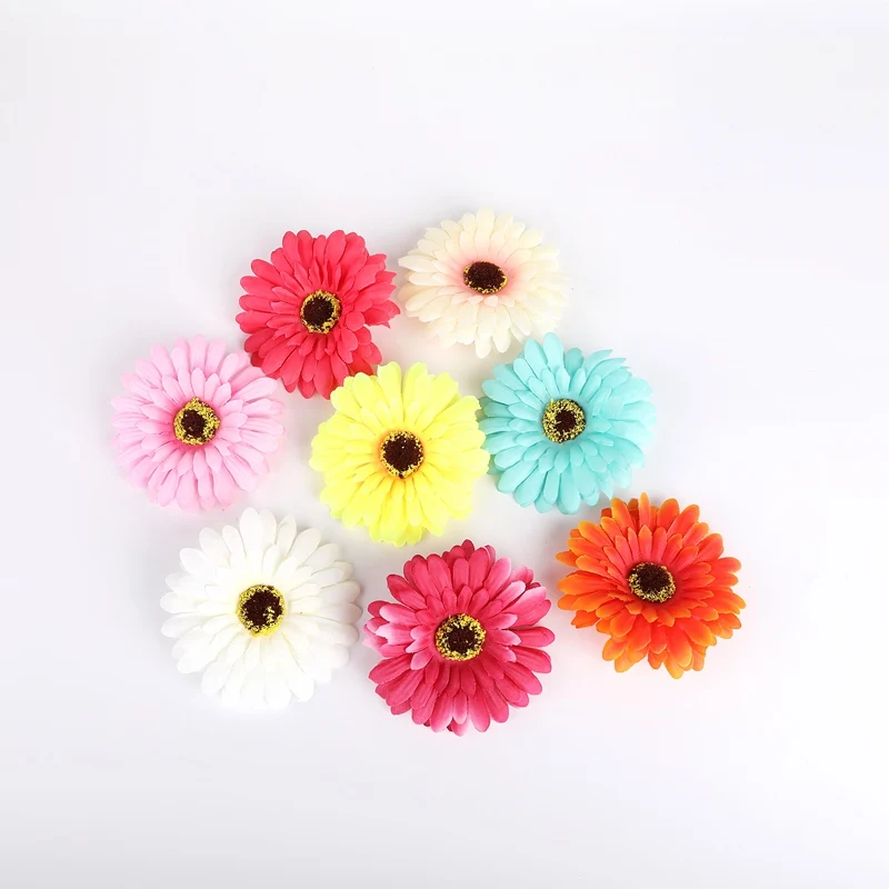 10 Pieces 10cm Fake Gerbera Scrapbooking Christmas Decorations for Home Accessories Wedding Decorative Flowers Wall Artificial