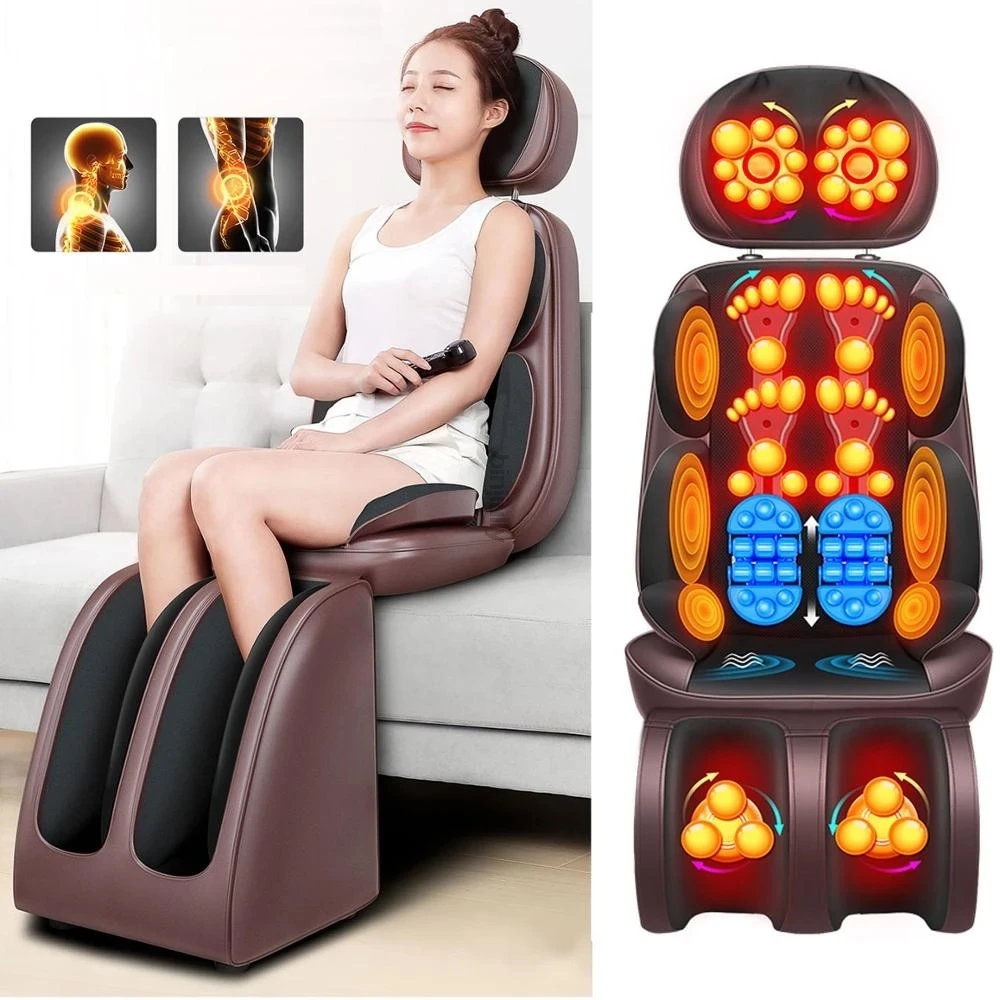 

Syeosye Electric Massage Chair For Cushion Heating Vibrating Body Massager Shoulder Neck Waist Relax LEK 918L