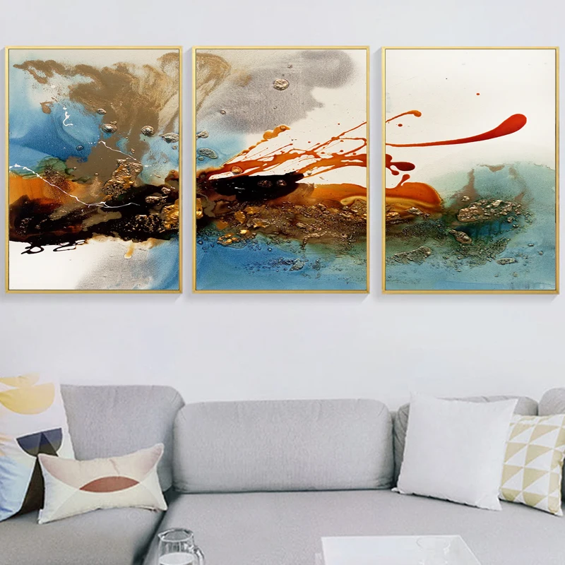 Modern Abstract Oil Painting Posters and Prints Wall Art Canvas Painting Colorful Rhythm Pictures for Living Room Decor No Frame