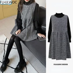 Chic Korea kobiecy Vestidos gorący nowy rok data dziewczyny kobiety japonia styl Retro Vintage bez rękawów mała mała kamizelka w kratę sukienka