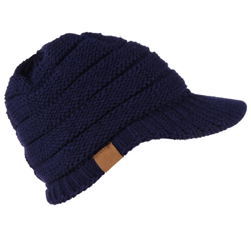 2019 NEW Style Pure Colour Hat  Adult Women Men Winter Crochet Hat Knit  Warm Baseball Cap Visor Cap High Quality Z39