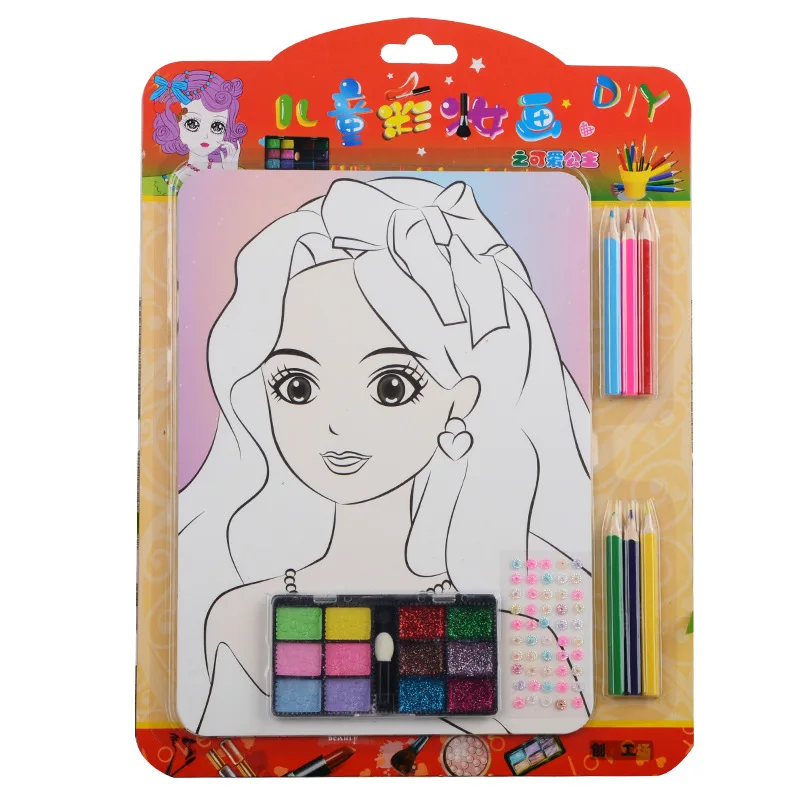 Children's Creative Handmade DIY Graffiti Painting Copy Colorful Drawing Toys Set Princess Girl Safety Makeup Painting Toy