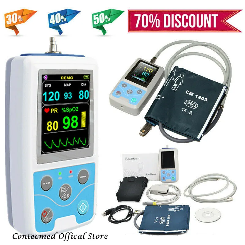 CONTEC Blood Pressure NIBP & Spo2 Probe Monitor One Adult Cuff and SPO2  Probe