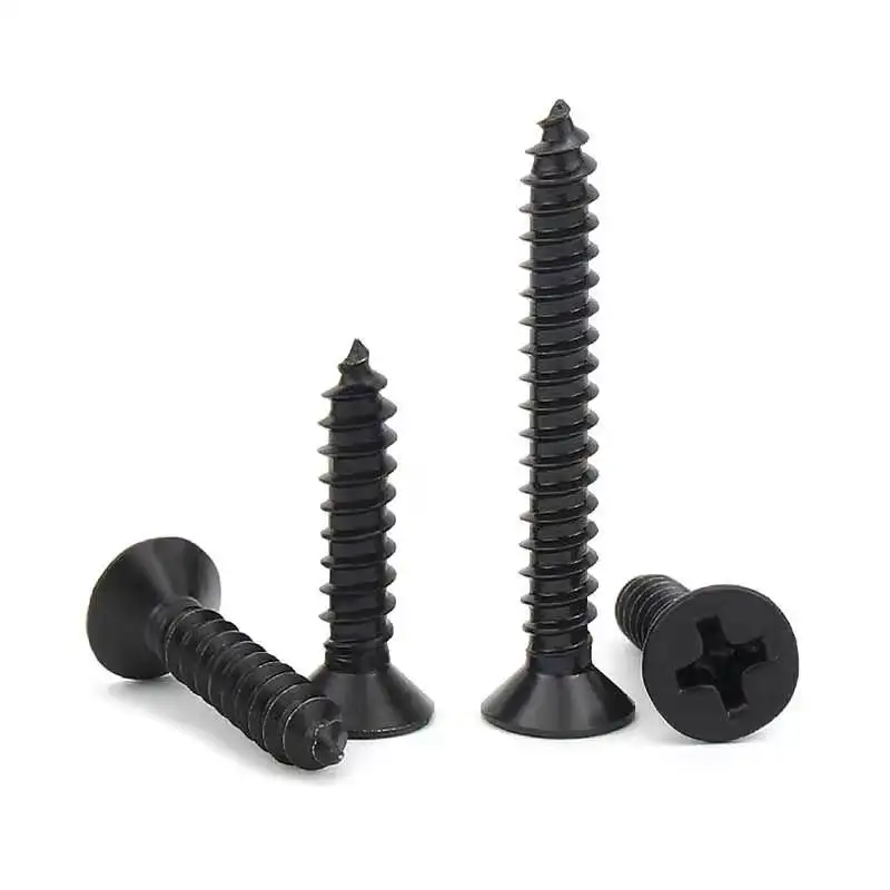100pcs M1 M1.2 M1.4 M1.7 M2 M2.6 M3 M3.5 Black Steel Mini Phillips Flat Countersunk Cross Round Pan Head Self-tapping Wood Screw