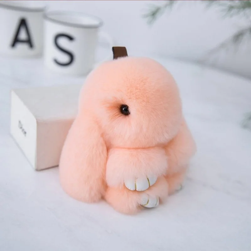 Rabbit Fur Keychain Charms Cute Accessories Luxury Gift for Friends Women/Kids Car Bag Holder Pendant Jewelry Key Ring Chain