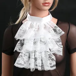 Womens Ladies Victorian Renaissance Detachable Ruffled Lace Jabot Neck Collar Stage Party Steampunk Costume Accessory