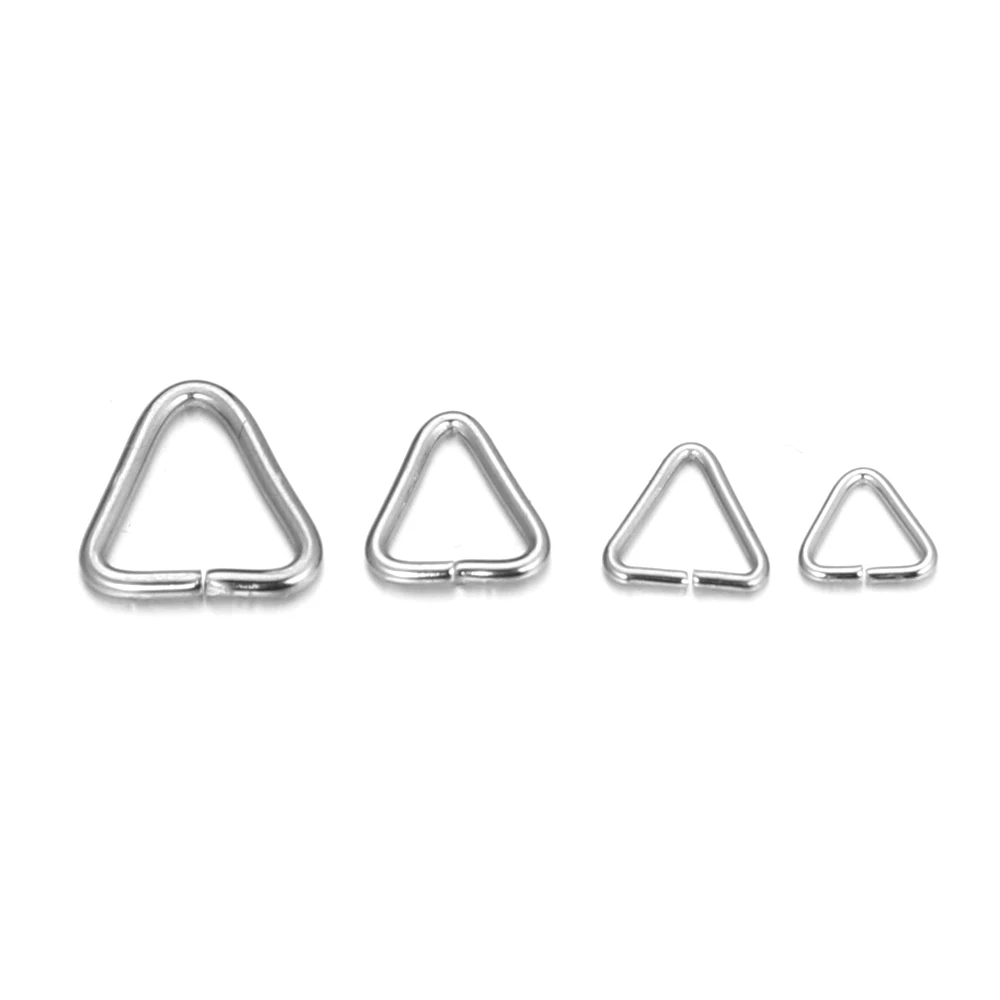 Bagues triangulaires en acier inoxydable pour diabétique, anneaux fendus argentés, bijoux de bricolage, artisanat exécutif, accessoires en vrac, 100