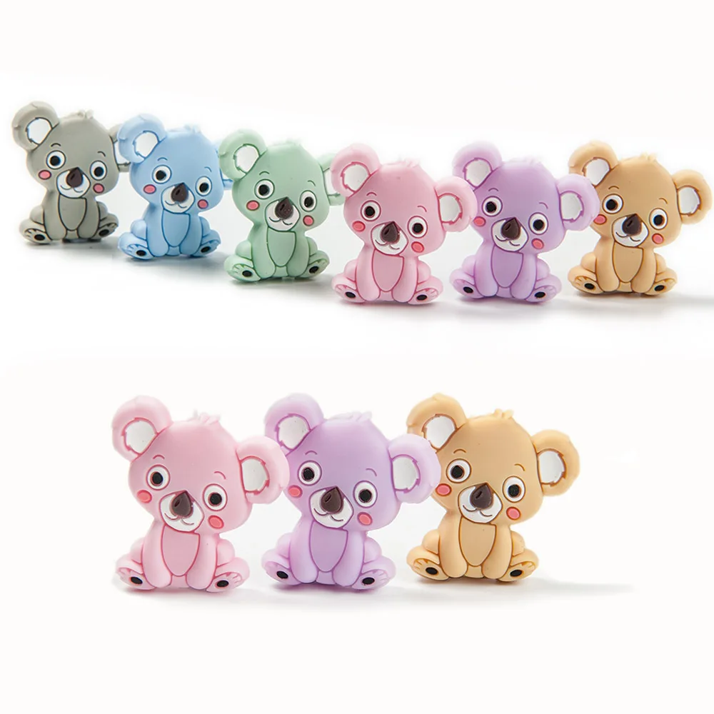 10pcs/lot koala  BPA Free Food Grade Silicone Beads Chew Teether Accessories DIY Teething Necklace Handmade Gifts baby