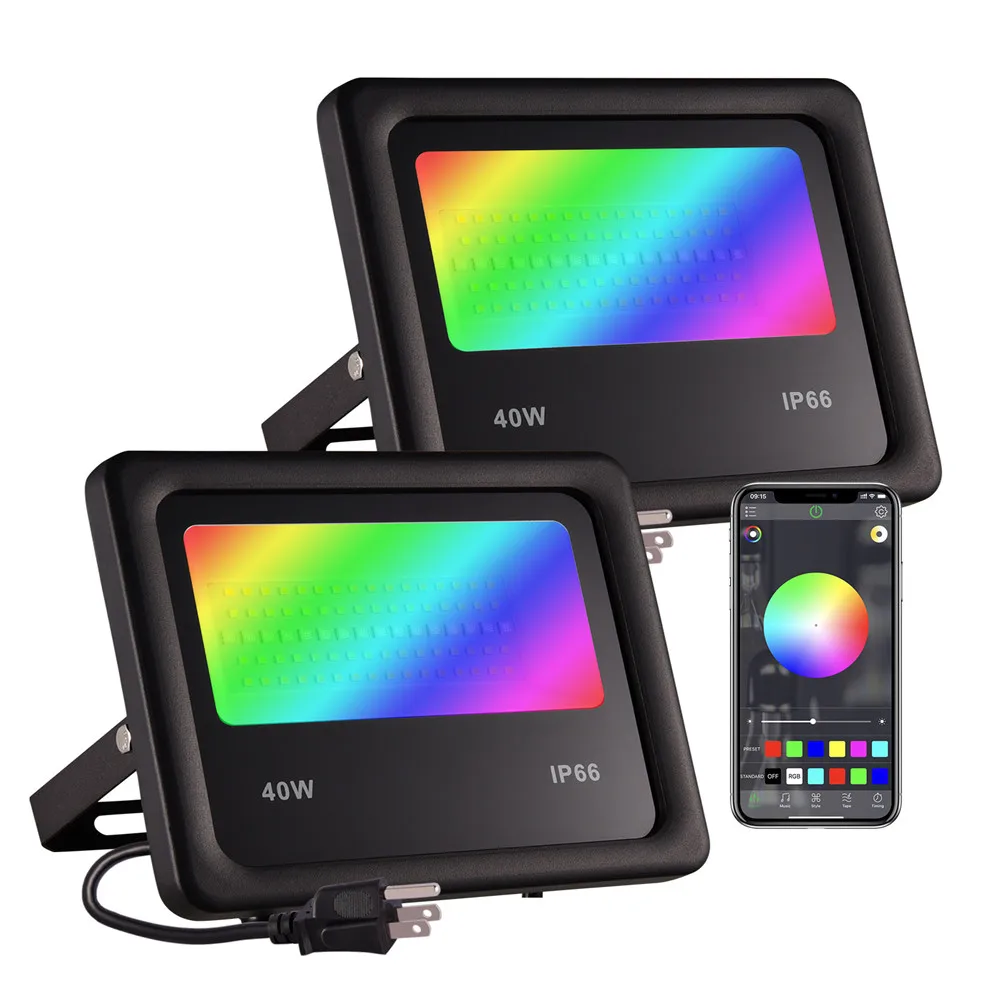 

Открытый 20 Вт 40 Вт Смарт Bluetooth потока СИД светильник RGB приложение Управление потока СИД светильник s для сада вечерние пейзаж сценический светильник Инж