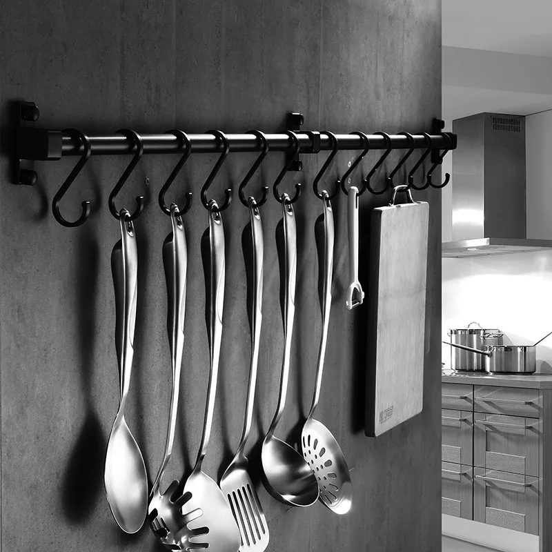 

Wall Mounted Space Aluminum Pantry Tool Holder, Single Bar, Easy Storage Knife Rack Strip for Kitchen Utensil Tool, Sundry Hooks