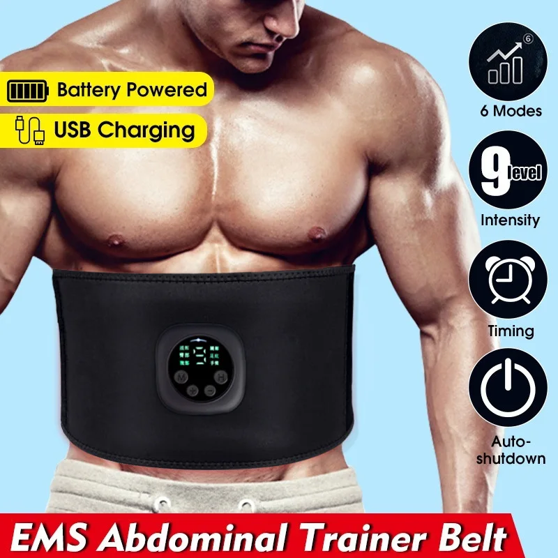 Cinturón Abdominal eléctrico para adelgazar, banda de cintura inteligente EMS, estimulador muscular del Abdomen, entrenador Abs, masajeador para quemar grasa y perder peso