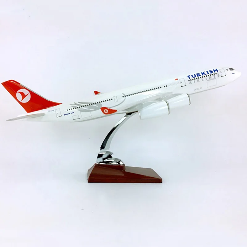 1/200 Boeing777-300 Big Turkey Airlines Airplane Model Toys Aircraft Diecast Plastic Plane Gifts for Kids Boys Airliner Display