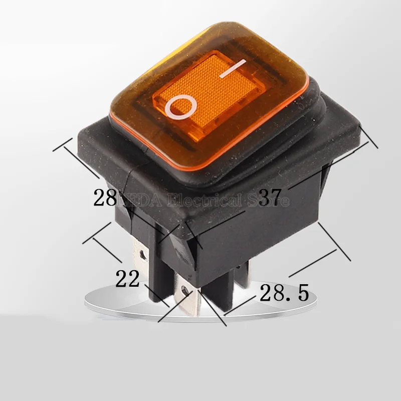 1PCS KCD4 Waterproof Rocker Switch ON OFF ON 4 Pins / 6 Pins Electrical equipment With Light Power Switch 16A 250VAC/ 20A 125VAC