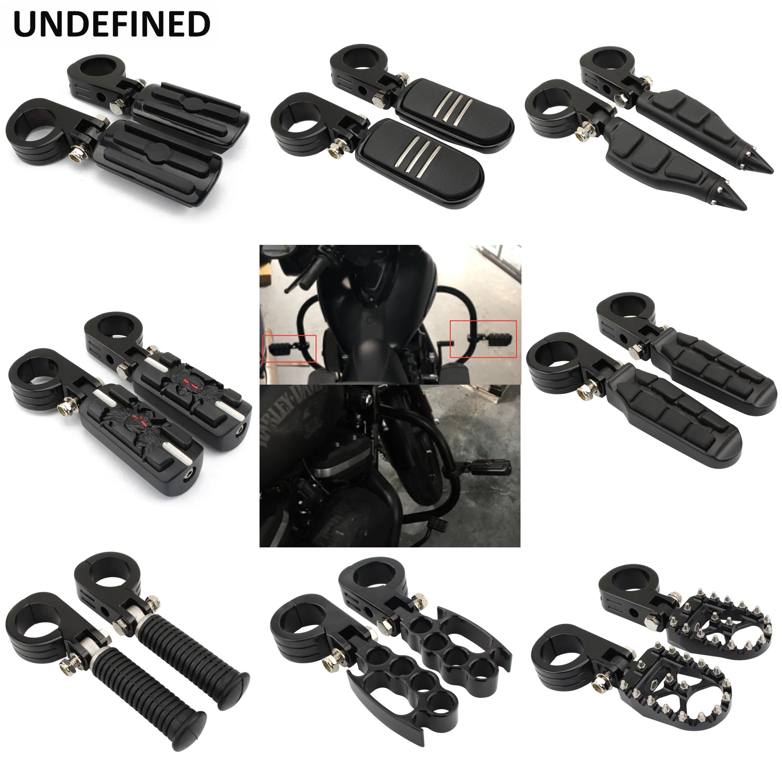 

32mm 38mm Black Highway Pegs Engine Guard Crash Bar Footrest Mount For Harley Honda Yamaha Dyna Softail Sportster 883 Touring