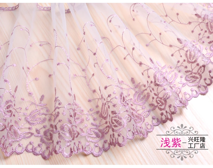 1meter Flower Lace Trim Dress Wedding Purple Gray Lace Ribbon Fabric Applique Baby DIY Embroidered Sewing Craft 25cm Width