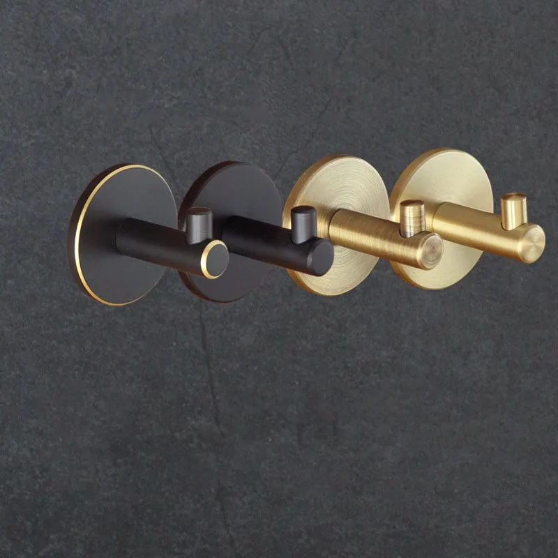 Brass Towel Hanger Bathroom Wall Hook Clothes Dress Coat Hangers Gold/Black Bag Holder Robe Hook Storage