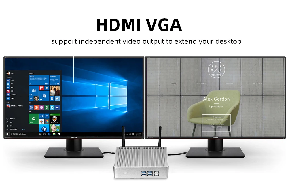 XCY Fanless Mini PC Intel Core i7 4500U i5 4200U i3 5005U Windows 10 HDMI VGA Display 300Mbps Wi-Fi Gigabit Ethernet Linux HTPC