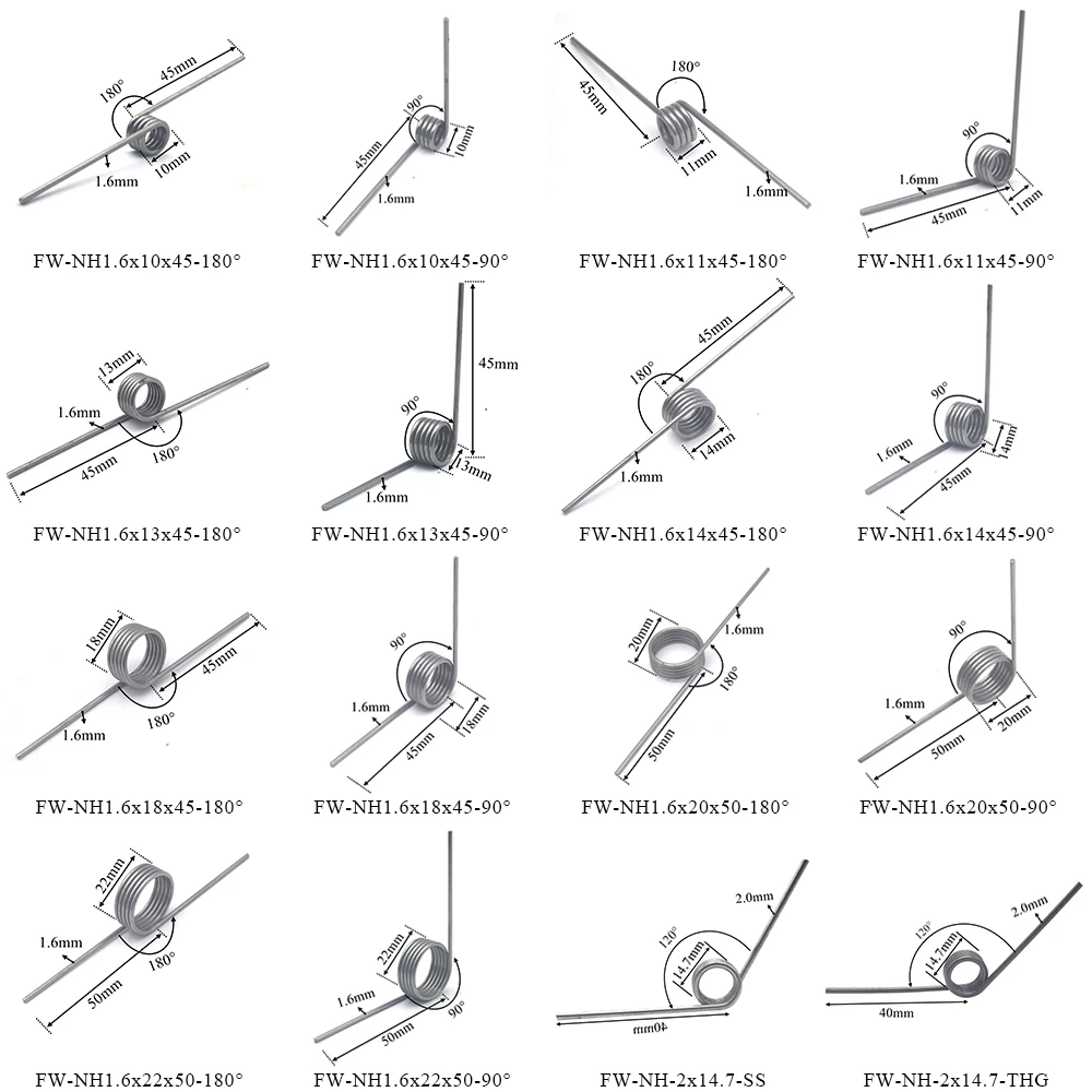 V TypeTorsion Spring Wire Diameter 1.6MM 180/90 Degree Outer Diameter 10-22MM Stock Fast Shipping