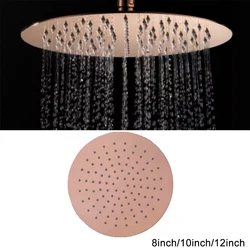 8/10/12 Inch Round Stainless Steel Ultra-Thin Showerhead Bath Rainfall Shower Head Black/Rose Gold Rain Shower for Bathroom.
