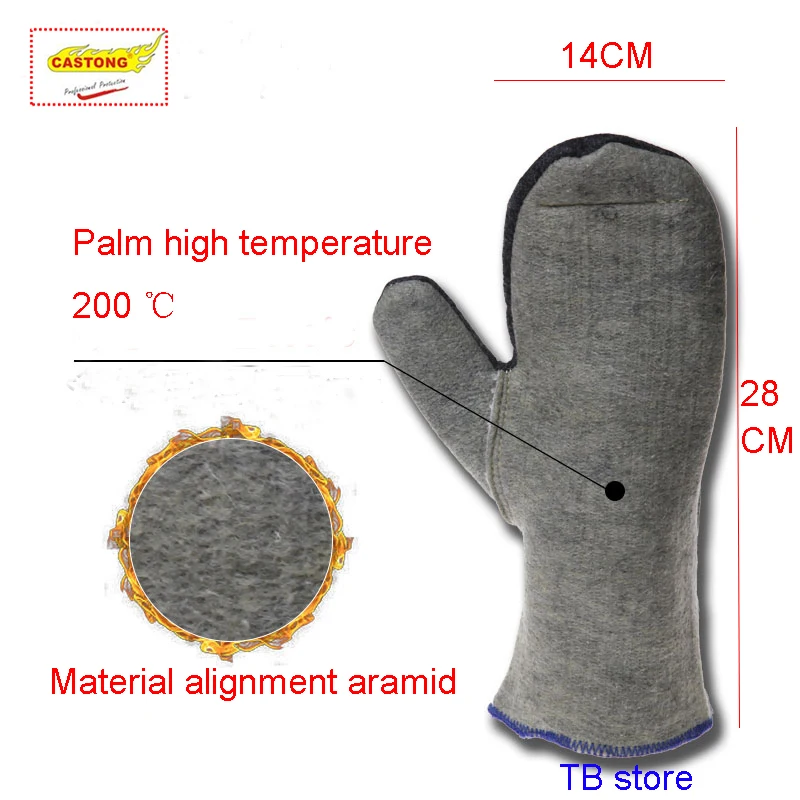 Imagem -02 - Castong 300 Graus de Alta Temperatura Luvas sem Dedo Anti-derramamento de Fogo Luvas de Cozinha Forno de Cozimento Churrasco Luvas de Segurança
