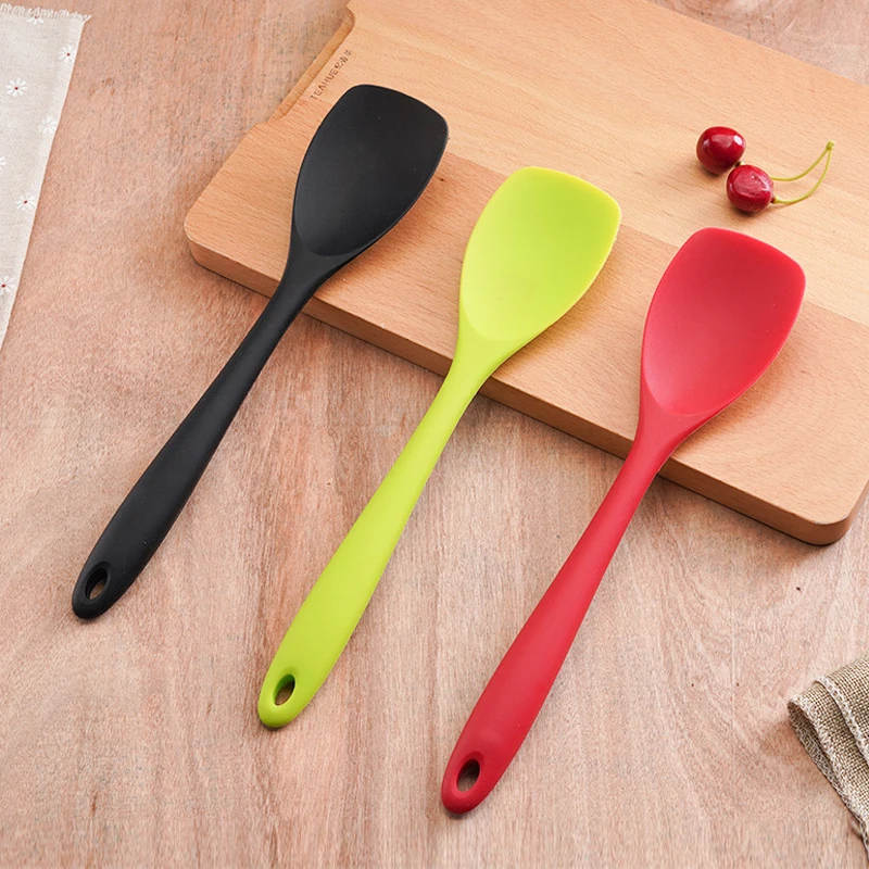 Food Grade Silicone Spoon Spatula Heat Resistant Cooking Spoon Flexible Nonstick Baking Scraper Stirring Scooping Salad Mixing