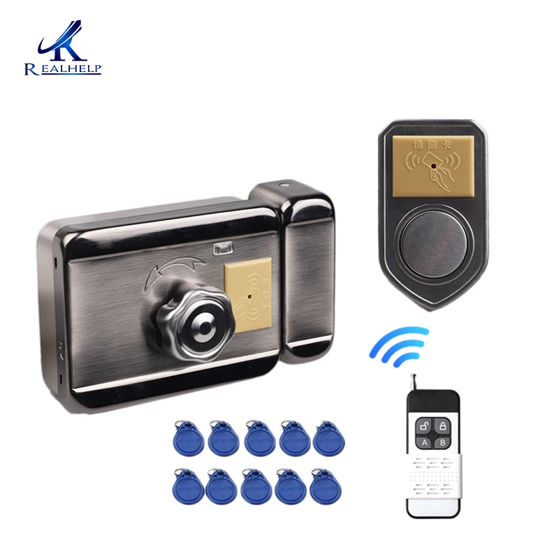 125kHz Card Swiping Lock 50m Remote Control ID Magnetic Card Door Lock Wireless Installation 4pcs AA Battery Easy Installation