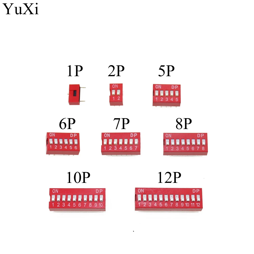 

YuXi Slide Type Switch Module 1 2 5 6 7 8 10 12 PIN 2.54mm Position Way DIP Red Pitch Toggle Switch Red Snap Switch Dial Switch