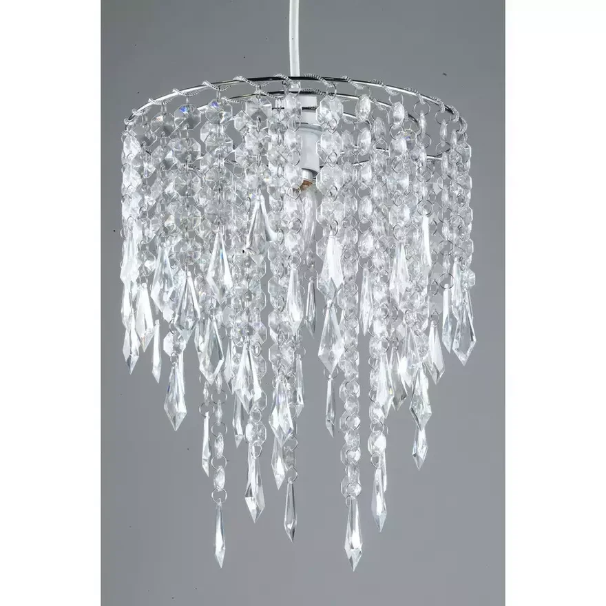 Modern Ceiling Pendant Home Ceiling Light Shade Beaded Pendant Lampshade Droplets Light Shade -  (Clear, Without Light Cord Kit)