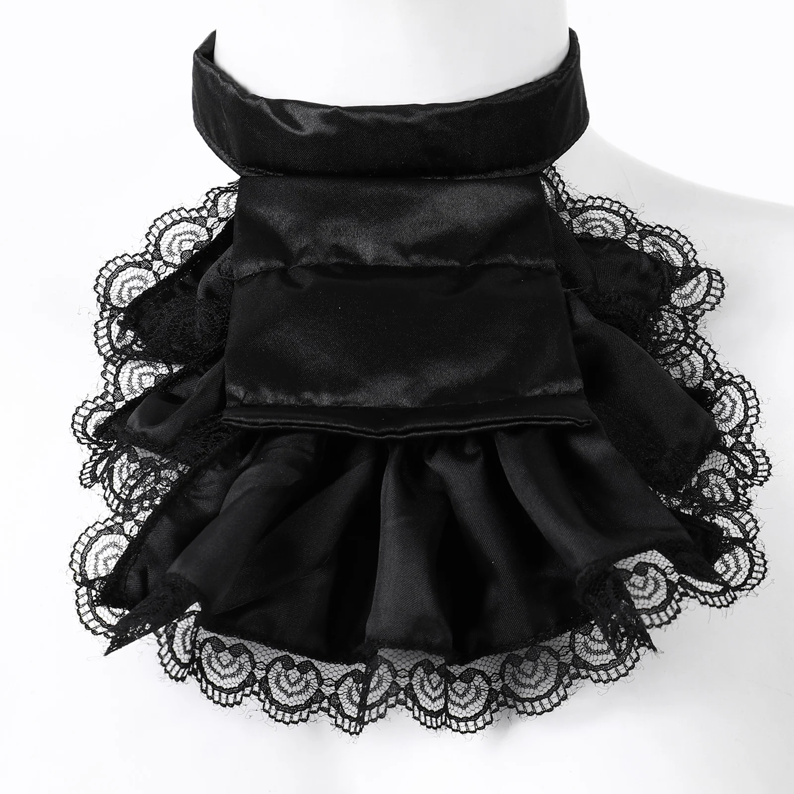 الدانتيل Jabot خمر الياقة الفيكتورية والأصفاد مجموعة الاستعماري القراصنة مصاص دماء Steampunk الساتان Jabot طوق تأثيري حلي الإكسسوار #3