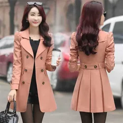 Windbreaker women's Outerwear spring and autumn clothing medium and long casual Korean version outerwear women's lining