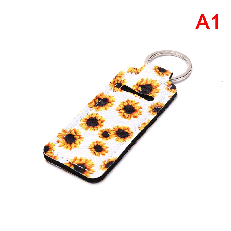 1pc Creative Keychain Neoprene Chapstick Holders Lipstick Cases Cover Portable Balm Holders Marble Style Keyring Party Gifts