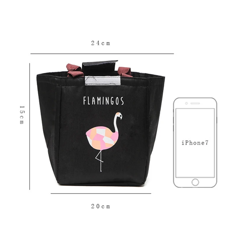 Fashion Flamingo Lunch Bag Kids Women Thermal Cooler Bag Insulated Waterproof Tote Carry Storage Picnic Bento Pouch