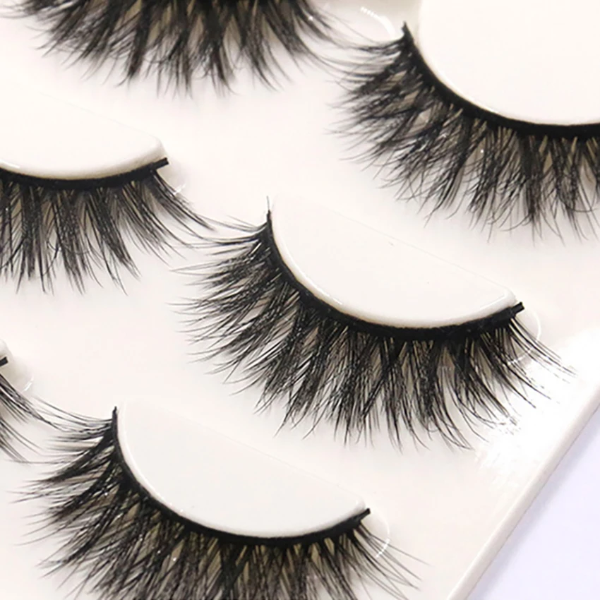 1ชุด6 In 1 3D ธรรมชาติขนตาปลอม Crisscross ขนตาปลอม Extension แต่งหน้าผ้าฝ้ายสีดำขนตาปลอมขนตาปลอม