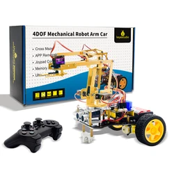 Keyestudio 4DOF Metal Arm Robot Car Kit W/PS2 Contoller Bluetooth-compatible Kit for Arduino Robot Arm Kit/Support Android &IOS