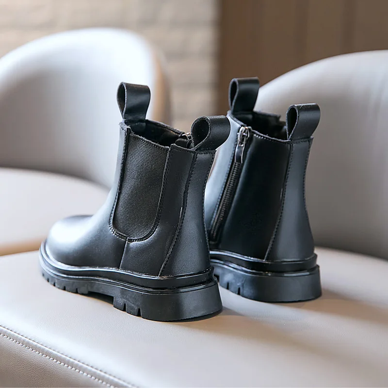 Children Boots Fashion Kids Ankle Boots For Medium Big Girls British Style Zipper Tide Boots Black Thin 2023 Autumn Winter New