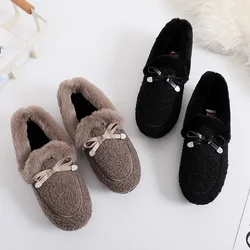 Mocassini da donna soffici scarpe basse di peluche 2021 moda inverno caldo pelliccia sintetica floccaggio mocassini donna Slip On scarpe da barca poco profonde Zapatos