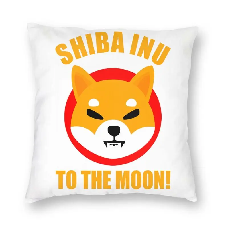 Token Crypto Shiba Inu Coin Holder To The Moon Cushion Cover Bitcoin Dogecoin Throw Pillow Case for Sofa Pillowcase Decoration