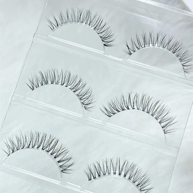 ใหม่ 3 คู่ขนตาปลอม CLEAR Band EyeLashes Crisscross โปร่งใส Band ขนตาปลอม Handmade Dramatic Lashes Upper Lash