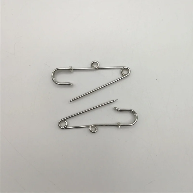 Grande Cor Prata Brooche Pins, Encontrar Jóias DIY, 5cm, 1 Loop, Pins de Segurança, 100Pcs