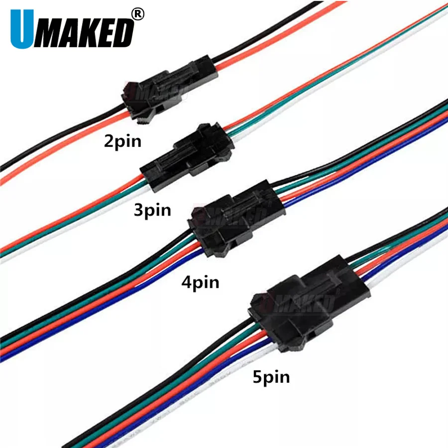 

50pairs 2pins 3Pins 4Pins JST Connectors LED connecting wire male and female connector for led strip light power supply