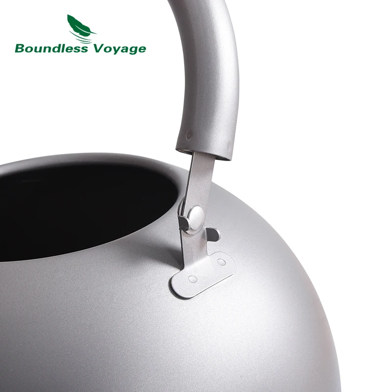 Boundless Voyage Outdoor Ultralight  Big Capacity Pot with Warning Buzzer 2L Titanium Kettle for Boiling Water Coffee Tea