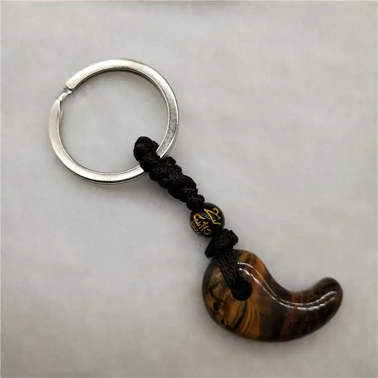 Drop Shipping keychain Natural yellow tiger eye keychain crystal accessories lanyard Amulet keychain fashion jewelry  wholesale