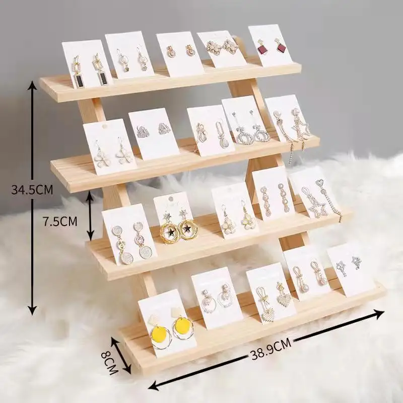 Boho organisateur de bijoux en bois naturel boucles d'oreilles bague DIY bijoux présentoir support de rangement boîte en bois Base magasin décor cadeaux